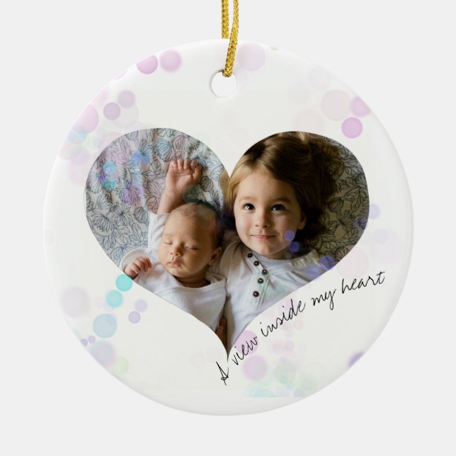 View inside my heart loved ones portrait ceramic ornament (Front)