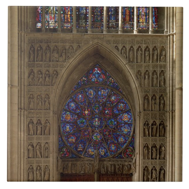 View looking west from the nave, rose window desig tile (Front)