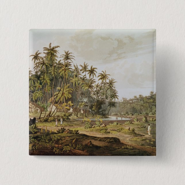 View near Point du Galle, Ceylon 2 Inch Square Button (Front)