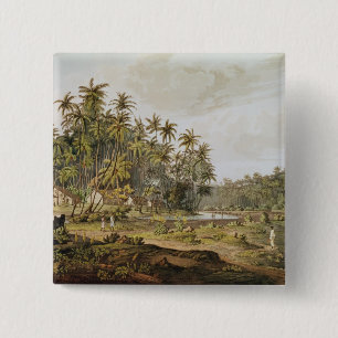 View near Point du Galle, Ceylon 2 Inch Square Button