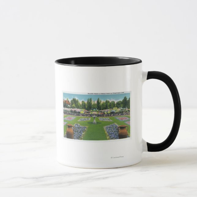 View of a Chautauqua Lake Estate Gardens Mug (Right)