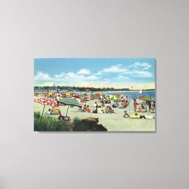 View of a Crowded Craigville Beach Canvas Print (Front)