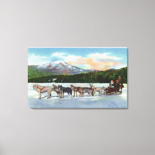 View of a Dogsled Team on Mirror Lake Canvas Print