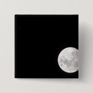 View of a full Moon, also shows Mars 2 Inch Square Button