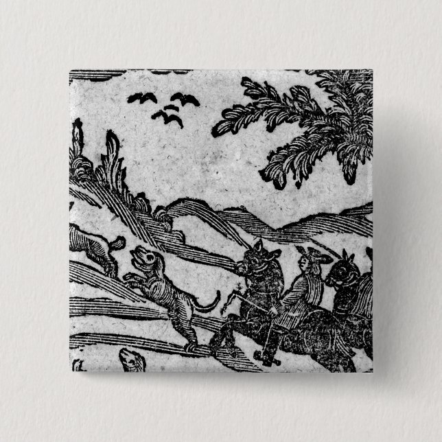 View of a Hunting Scene, from 2 Inch Square Button (Front)