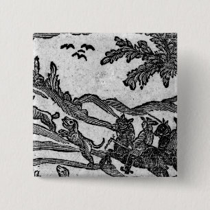 View of a Hunting Scene, from 2 Inch Square Button