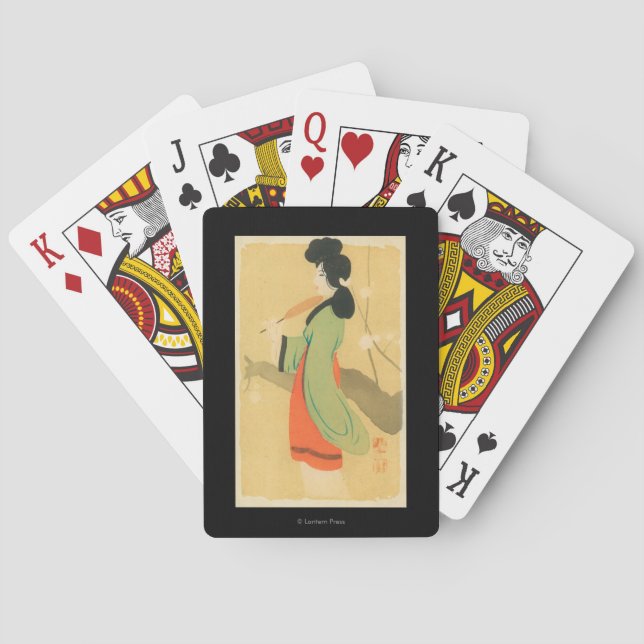 View of a Japanese Woman in ParisParis, France Playing Cards (Back)