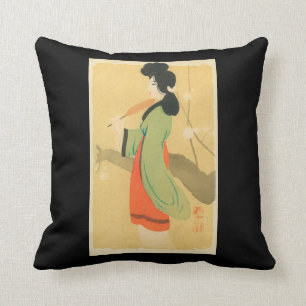 View of a Japanese Woman in ParisParis, France Throw Pillow