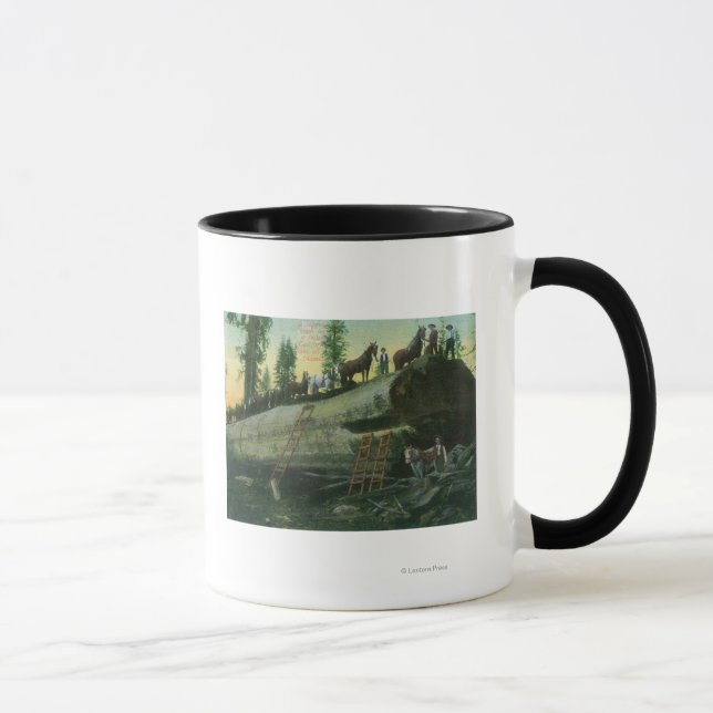 View of a Logging Team on a Fallen Redwood Mug (Right)