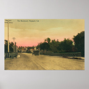 View of a Model-T Ford on the Boulevard Poster