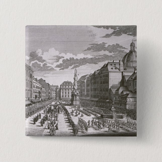 View of a procession in the Graben 2 Inch Square Button (Front)