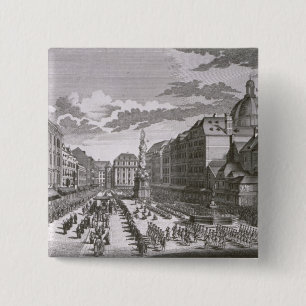 View of a procession in the Graben 2 Inch Square Button