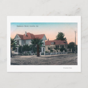 View of a Residence Street, Kid on Bike Postcard