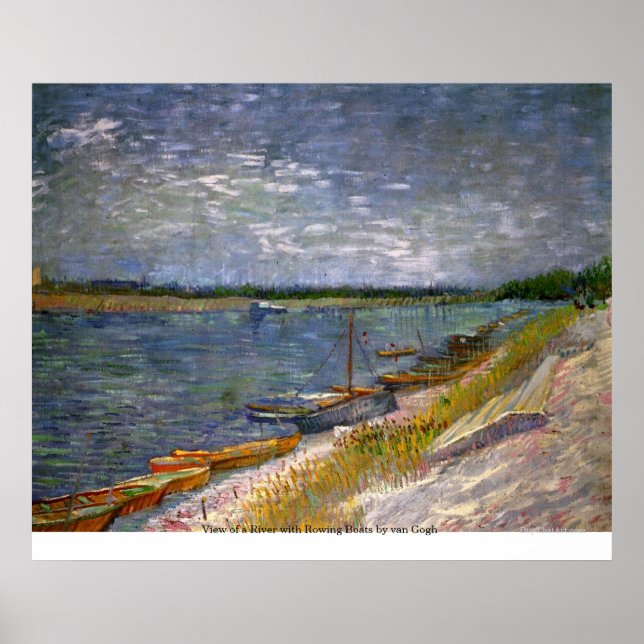View of a River with Rowing Boats by van Gogh Poster (Front)