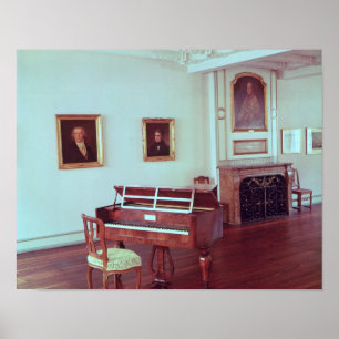 View of a room with a grand piano poster