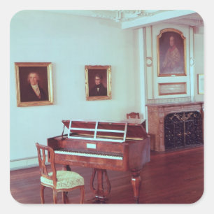 View of a room with a grand piano square sticker