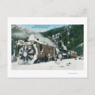 View of a Rotary Snow Plow in the Mountains Postcard
