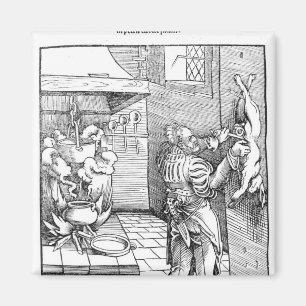 View of a sixteenth century kitchen with cook magnet