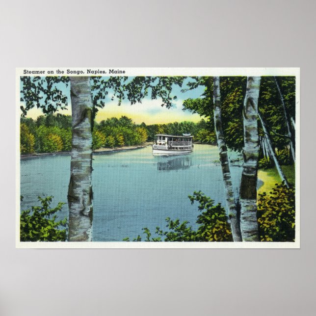 View of a Steamer on the Songo River Poster (Front)