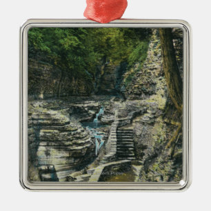 View of a Suspension Bridge Metal Ornament