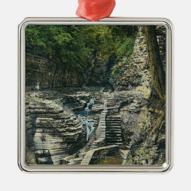 View of a Suspension Bridge Metal Ornament (Front)