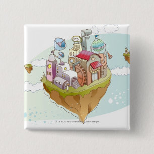 View of an colourful abstract illustration 2 inch square button
