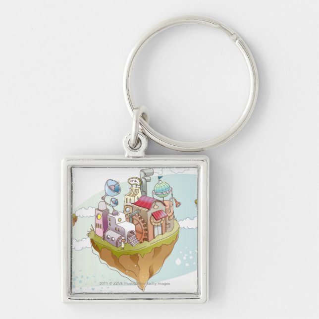 View of an colourful abstract illustration keychain (Front)