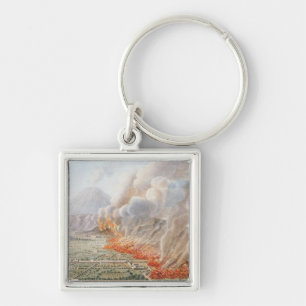 View of an eruption of Mt. Vesuvius which began on Keychain