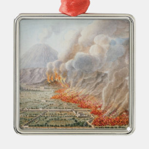 View of an eruption of Mt. Vesuvius which began on Metal Ornament