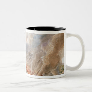 View of an eruption of Mt. Vesuvius which began on Two-Tone Coffee Mug