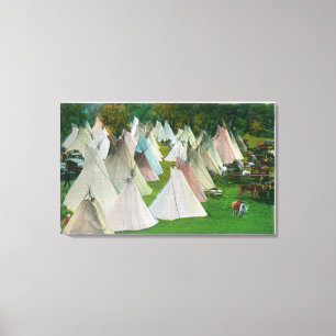 View of an Indian Village and Pendleton Canvas Print