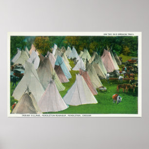 View of an Indian Village and Pendleton Poster