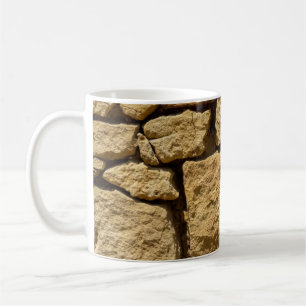 View of an old wall with yellow stonesabstract, ag coffee mug