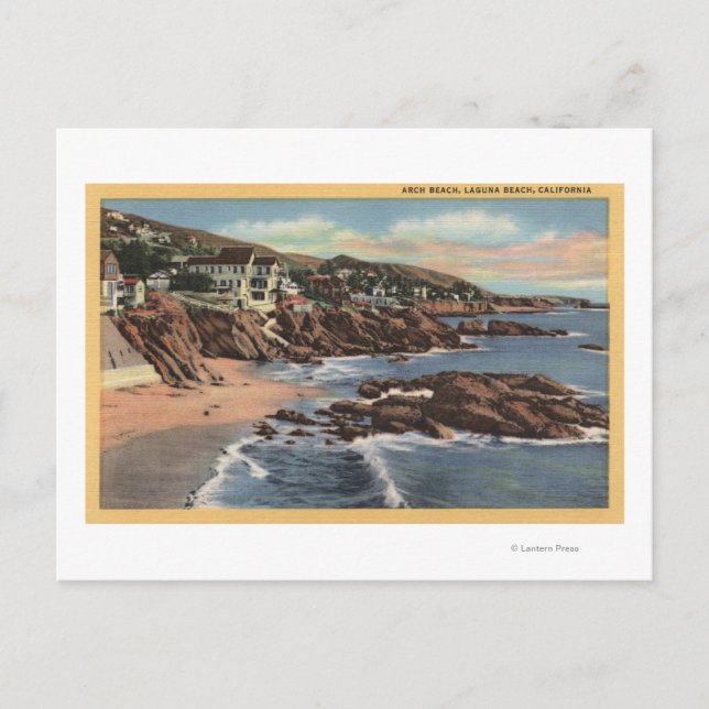 View of Arch Beach with Homes Postcard (Front)