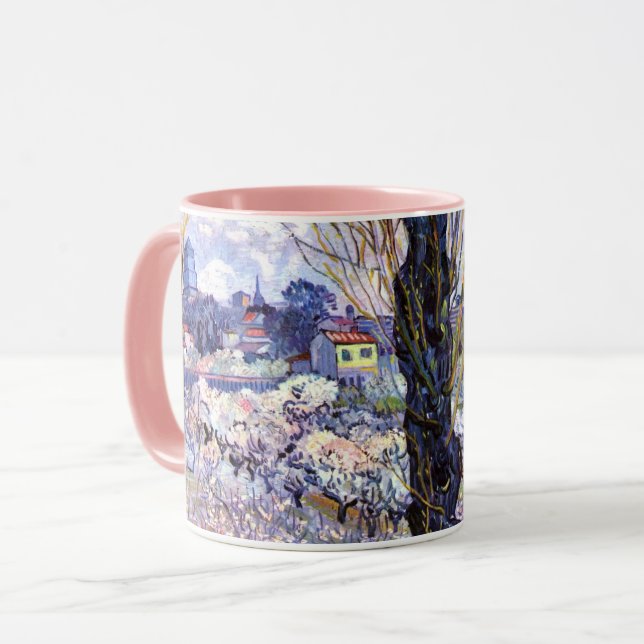 View of Arles, Flowering Orchards - Van Gogh Art Mug (Front Left)