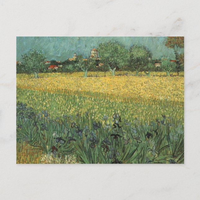 View of Arles with Irises Postcard (Front)