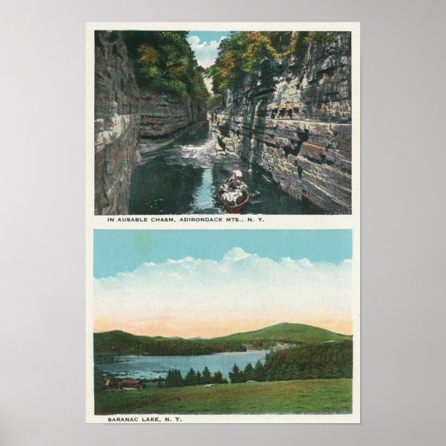 View of Ausable Chasm and Saranac Lake Poster (Front)