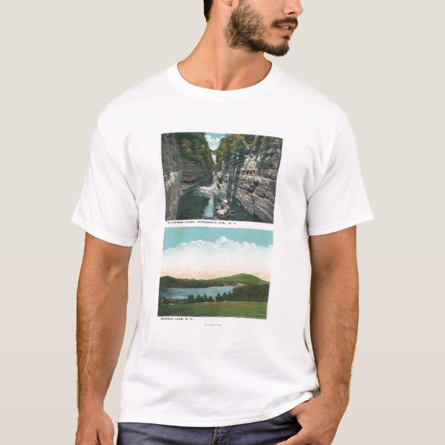 View of Ausable Chasm and Saranac Lake T-Shirt (Front)
