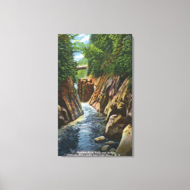 View of Ausable River Falls and Bridge Canvas Print (Front)
