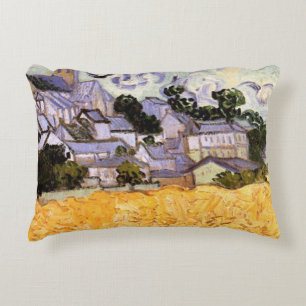 View of Auvers with Church by Vincent van Gogh Accent Pillow