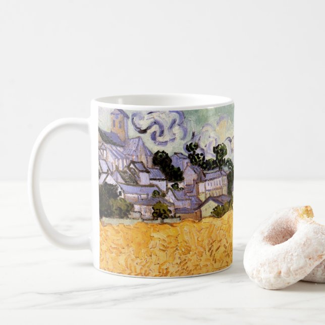 View of Auvers with Church by Vincent van Gogh Coffee Mug (With Donut)