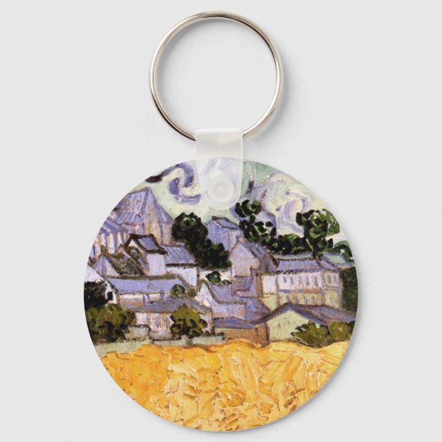 View of Auvers with Church by Vincent van Gogh Keychain (Front)