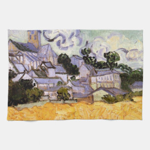 View of Auvers with Church by Vincent van Gogh Kitchen Towel