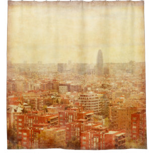 View of Barcelona in grunge and retro style. barce