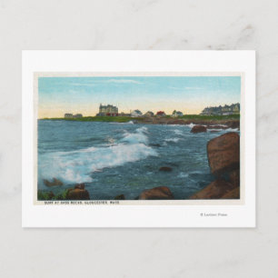 View of Bass Rocks Surf Postcard