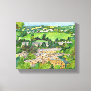 View of Bath Watercolor Canvas Print