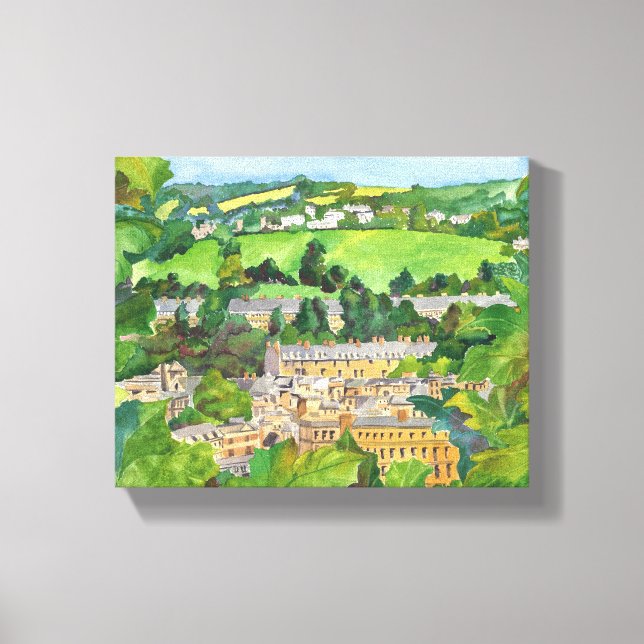 View of Bath Watercolor Canvas Print (Front)