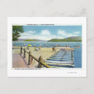 View of Beach and Pier from Scaroon Manor Postcard