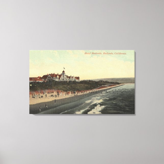 View of Beach & the Hotel Redondo Canvas Print (Front)