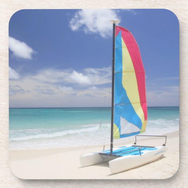 View Of Beach With Sailboat Coaster (Front)